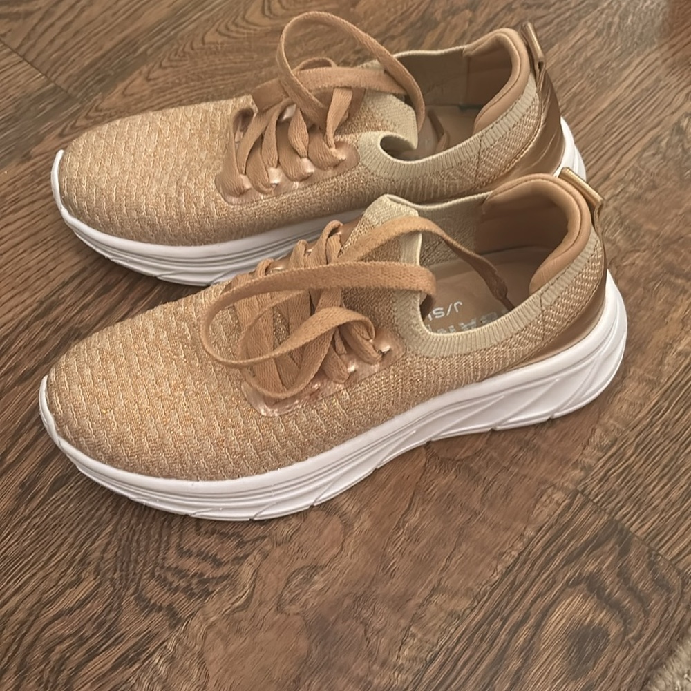 Rose gold sneakers. EUC. - Picture 2 of 3